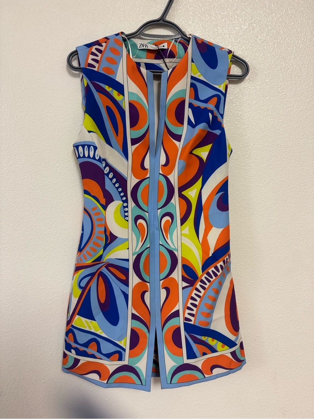 Zara Multicolor Sleeveless Geometric Print Tunic - Blue/Orange/Green